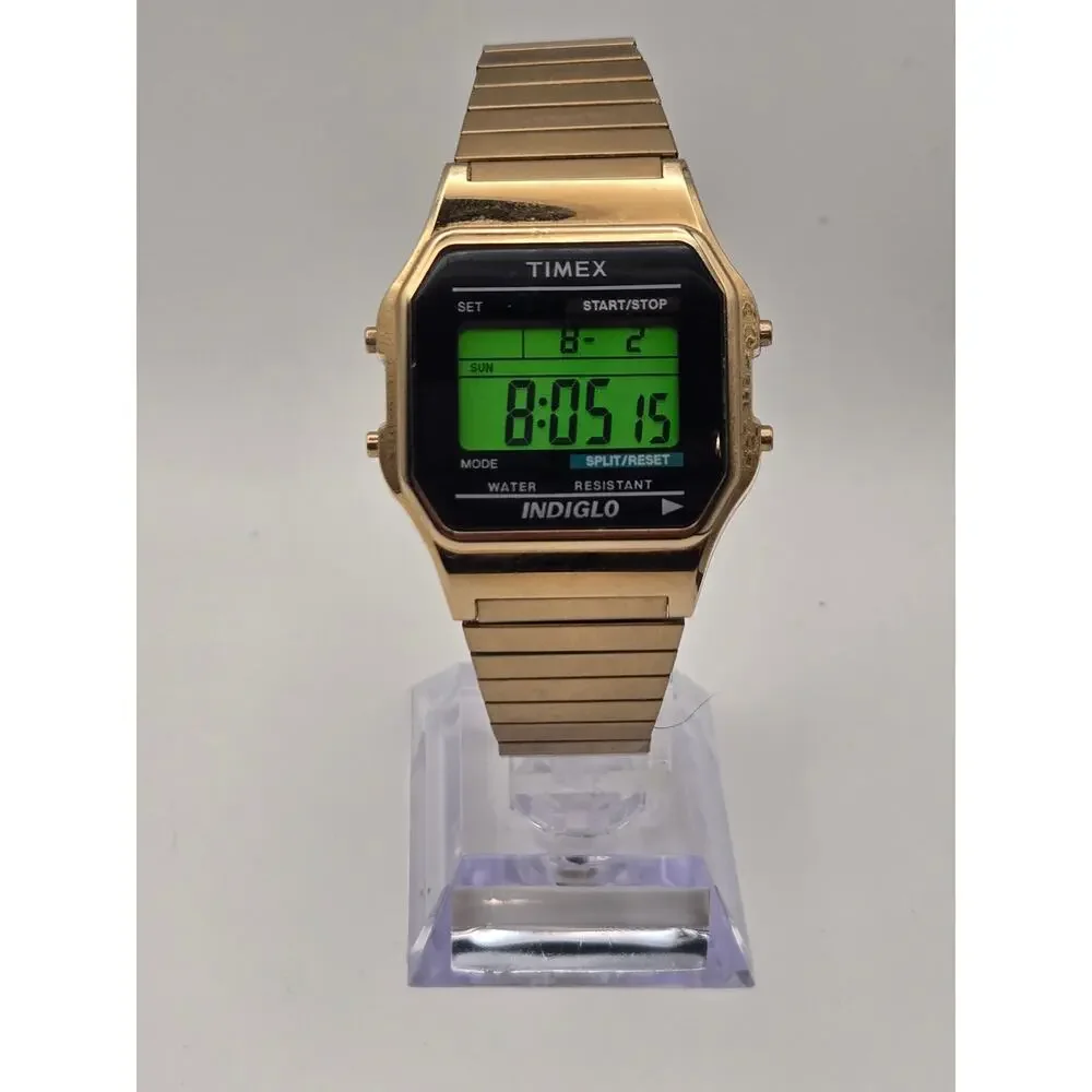 Vintage Timex 555 Gold Tone Digital Indiglo